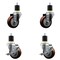 Service Caster 3.5'' Maroon Poly Wheel Swivel 1-7/8'' Expanding Stem Caster Set 2 Brakes, 4PK SCC-EX20S3514-PPUB-MRN-2-TLB-2-178 - alternate 1